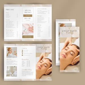 Broszura Kosmetyczki Trifold - Kosmetyczki, Spa, Rzęsy, Uroda, Salon Broszura, Cennik