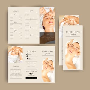 Folleto de belleza, folleto tríptico para esteticista, plantilla de folleto para salón de belleza