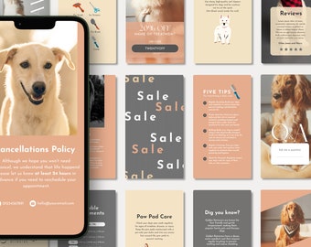 Dog Grooming Instagram Template, Dog Groomer Social Media, Pet Reels and Stories