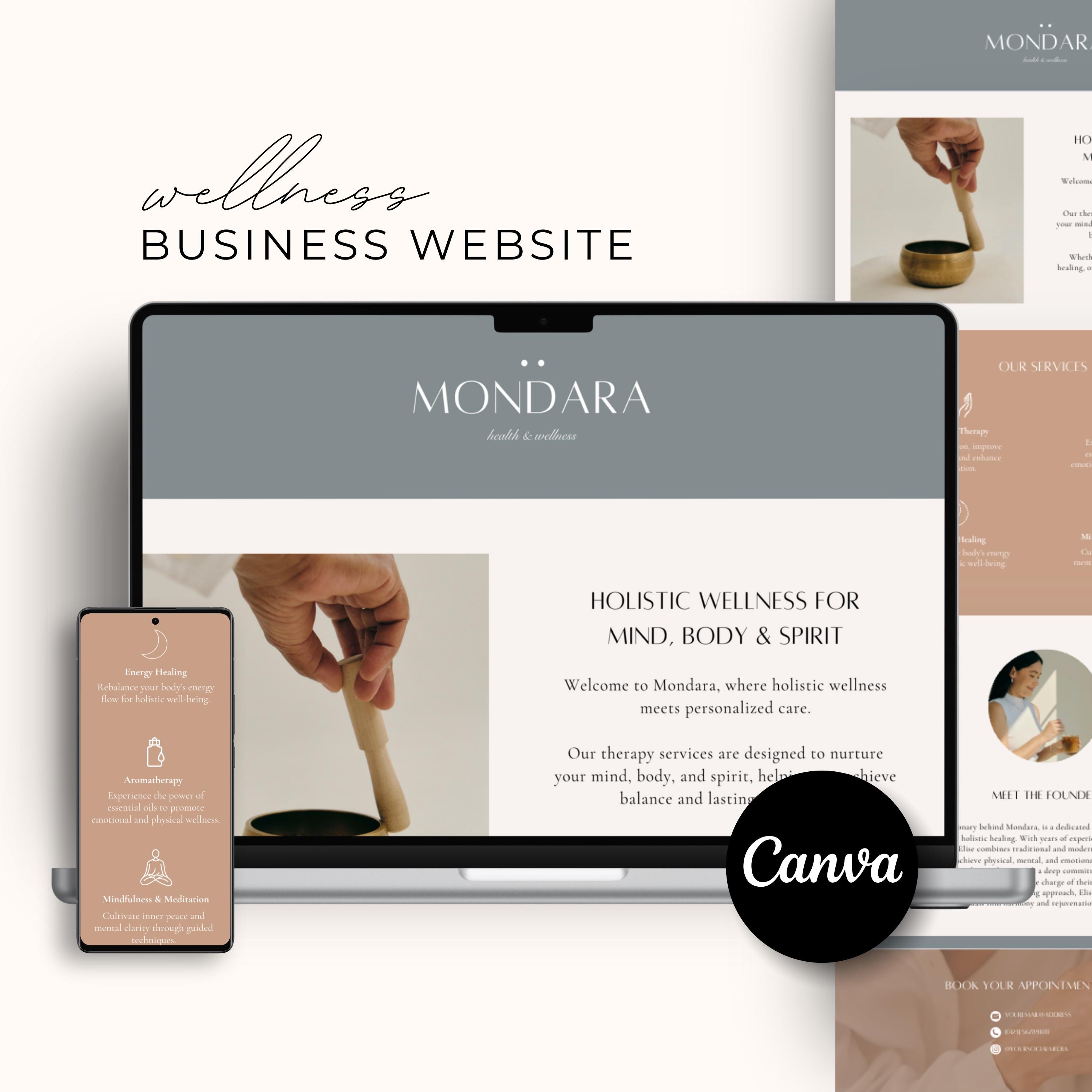 Website Template for Coaches, Canva Coaching Business Website for Wellness coaches, One-page Canva Website, Done for you website