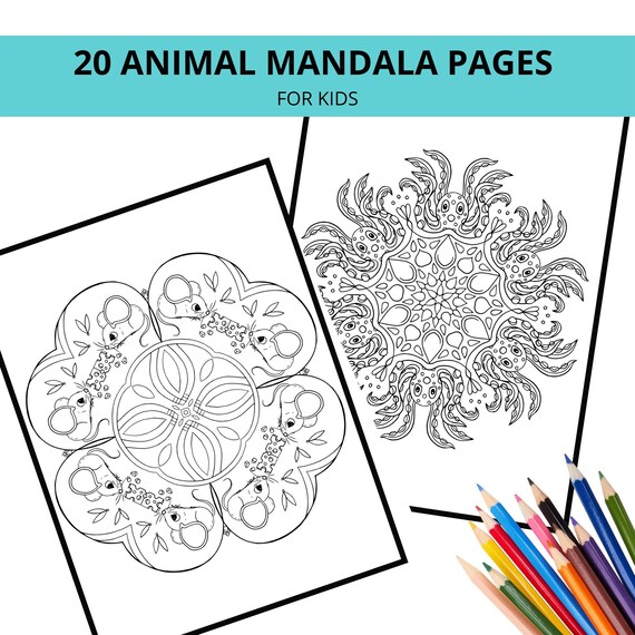 20 Printable Animal Mandalas Colouring Pages PDF Coloring Etsy