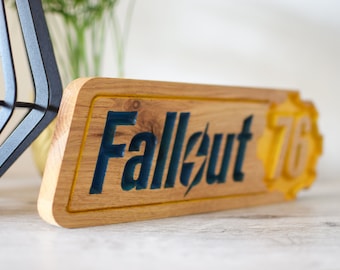 Fallout 76 Fan-Kunst-Sammlerartikel, Serie, Film-Merchandise aus Eichenhartholz, Geschenk für Geek