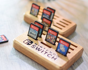 Supporto per cartucce Nintendo Switch/Switch2 in legno, supporto per giochi, decorazione per gadget da gioco, regalo/presente da personalizzare.