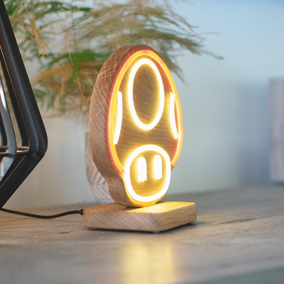 Mushroom Toad Wooden Neon Light | Nintendo Mario Decor | Cute Room