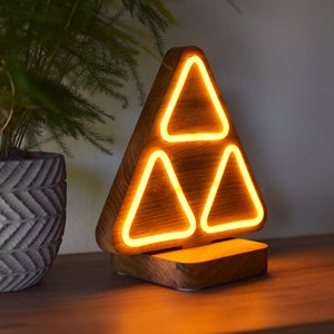 wooden zelda triforce neon sign / led neon sign nintendo / wooden RGB light usb gamer decoration merchandise desk setup gift / present geek