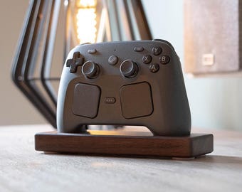 controller STEAM in legno 2026 supporto verticale intagliato rovere noce acero display dock personalizzato