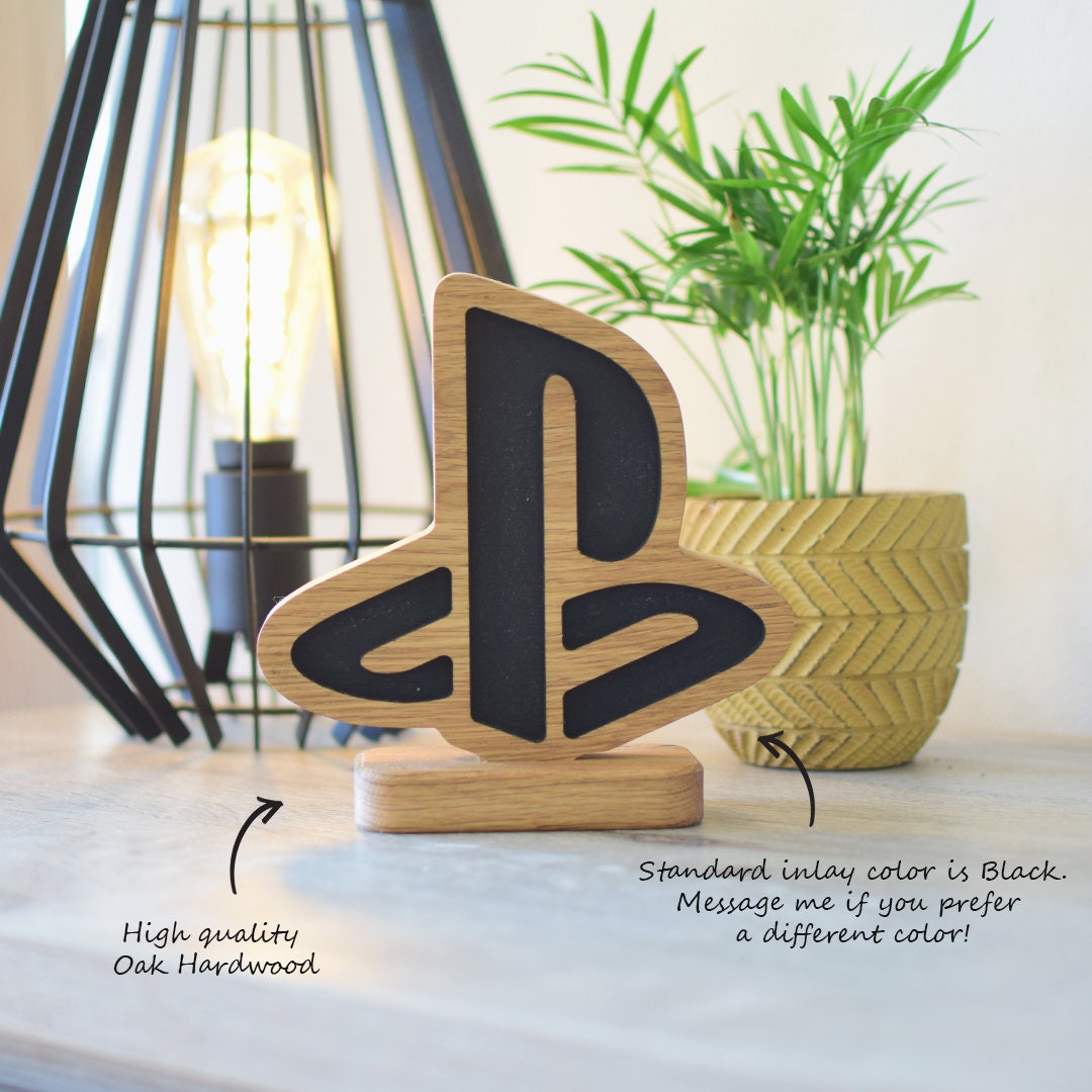 Wooden Playstation Stand With Cutout Effect Ps Logo Sign Ps5 Ps4