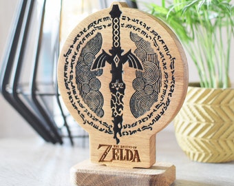 Handcrafted legend of zelda shield master sword Hyrule Crest TriForce wooden sign Nintendo gaming merchandise decoration game setup desk