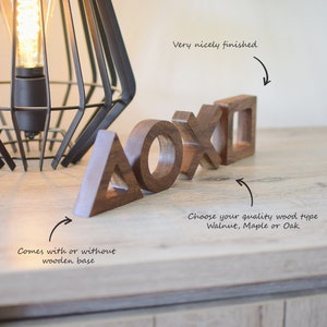 Wooden Playstation symbols / oak icons / walnut buttons / wood blocks gaming decoration ps merchandise geek gamer gift / present ps5 control