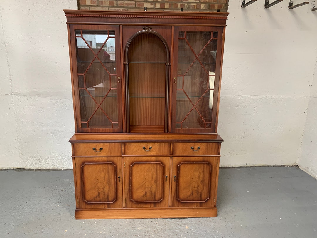 Vintage Yew Wooden Display Wall Unit With Hatched Etsy UK