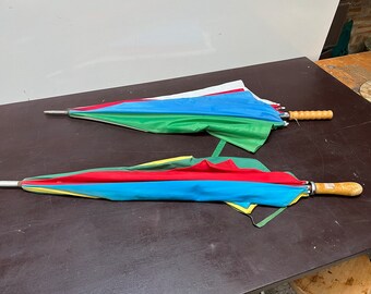 2x Vintage Multicoloured Umbrella