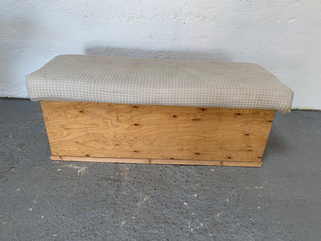 Large Wooden Box Seat Bench Ottoman With Fabric Top and Etsy UK
