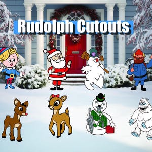 Rudolph christmas cutouts | santa christmas decorations | red-nosed reindeer | xmasyard signs |