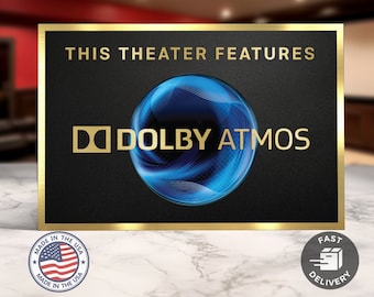 Dolby Atmos Home Movie Theater Sign | Cinema Sign | Theater Sign | Movie Room Sign | Vintage Sign