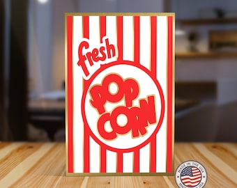 Popcorn home movie theater sign