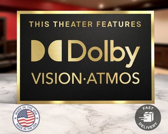 Dolby Vision Atmos Home Movie Theater Sign | Cinema Sign | Theater Decor