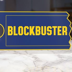 Blockbuster retro movie theater sign