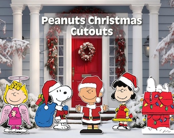 Peanuts christmas cutouts | snoopy, charlie brown, lucy & sally yard signs | holiday outdoor decor