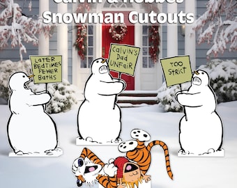 Calvin & hobbes snowman yard sign set | christmas decorations