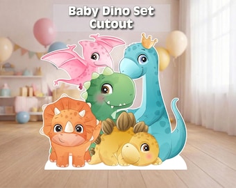 Baby dino set cutout | cute dinosaur party decor | dinosaur baby shower prop | pastel dino birthday decoration