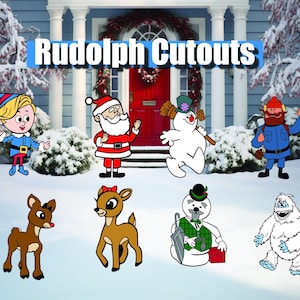 Rudolph christmas cutouts | santa christmas decorations | red-nosed reindeer | xmasyard signs |