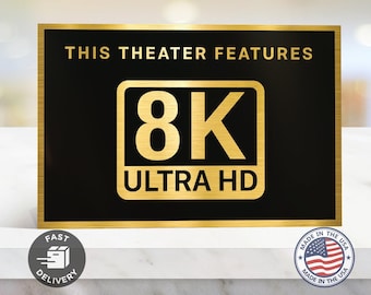 8k ultra hd home movie theater sign