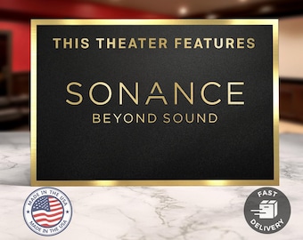 Sonance home movie theater sign