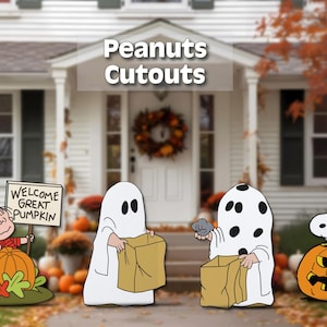 Peanuts halloween cutouts | snoopy, linus, woodstock yard signs | great pumpkin ghosts outdoor decor