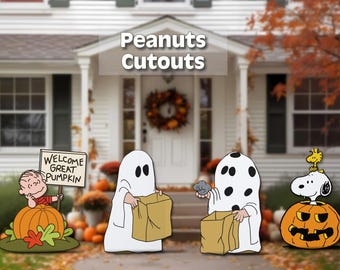 Peanuts halloween cutouts | snoopy, linus, woodstock yard signs | great pumpkin ghosts outdoor decor