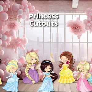 Disney princess cutouts | princess birthday party decor | kids party decor | snow white | rapunzel | bella | cinderella | jasmine
