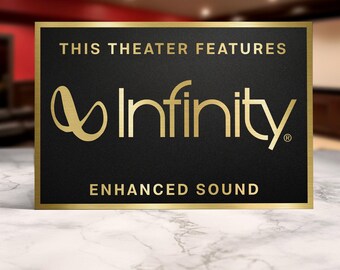 Infinity home movie theater sign