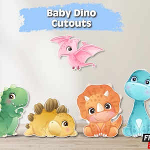 Baby Dino cutouts | dino birthday party decorations | baby dinosaur cutouts | dinosaur decor | kids dino party|