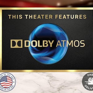 Dolby atmos home movie theater sign | cinema sign | theater sign | movie room sign | vintage sign image 1