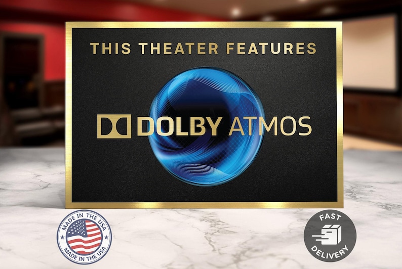 Dolby atmos home movie theater sign | cinema sign | theater sign | movie room sign | vintage sign image 1
