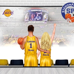Basketball stadium, Lakers, basketball print, Valentines gift, Personalized couple print, Couple gift, basketball fans