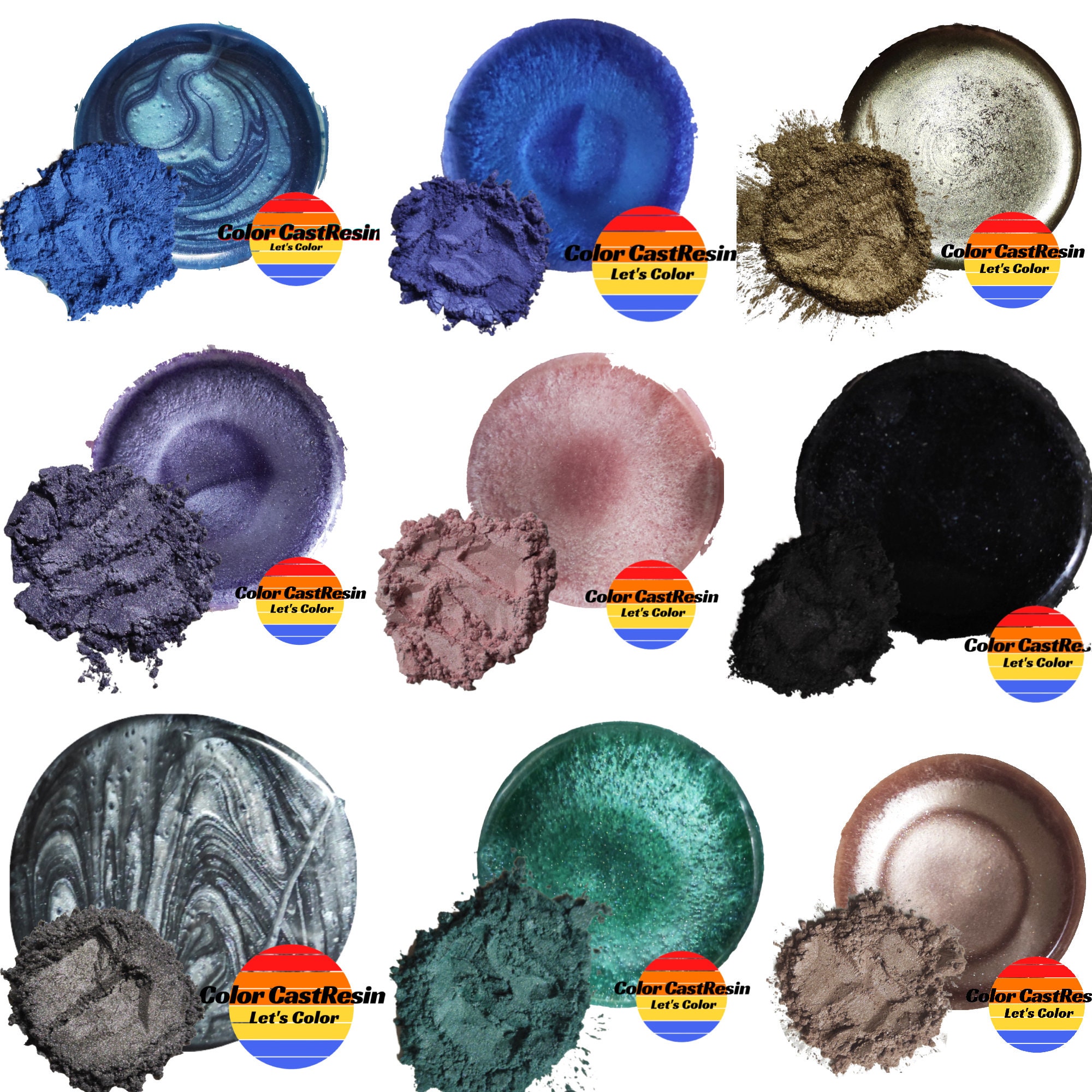 Mica Powder Set of 12 Shimmery Pigment Dye for Slime, Soap, Resin