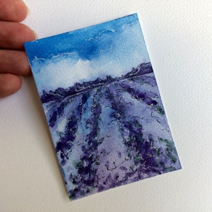 ACEO. Paesaggio blu con lavanda