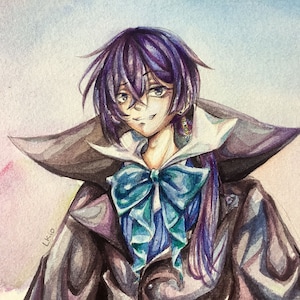 Drawing of an anime hero. Watercolor painting in anime style The Case Study of for Vanitas (Vanitas no o Carte)