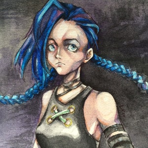 Petite aquarelle de Fan Art Arcane Jinx (League of for Legends)