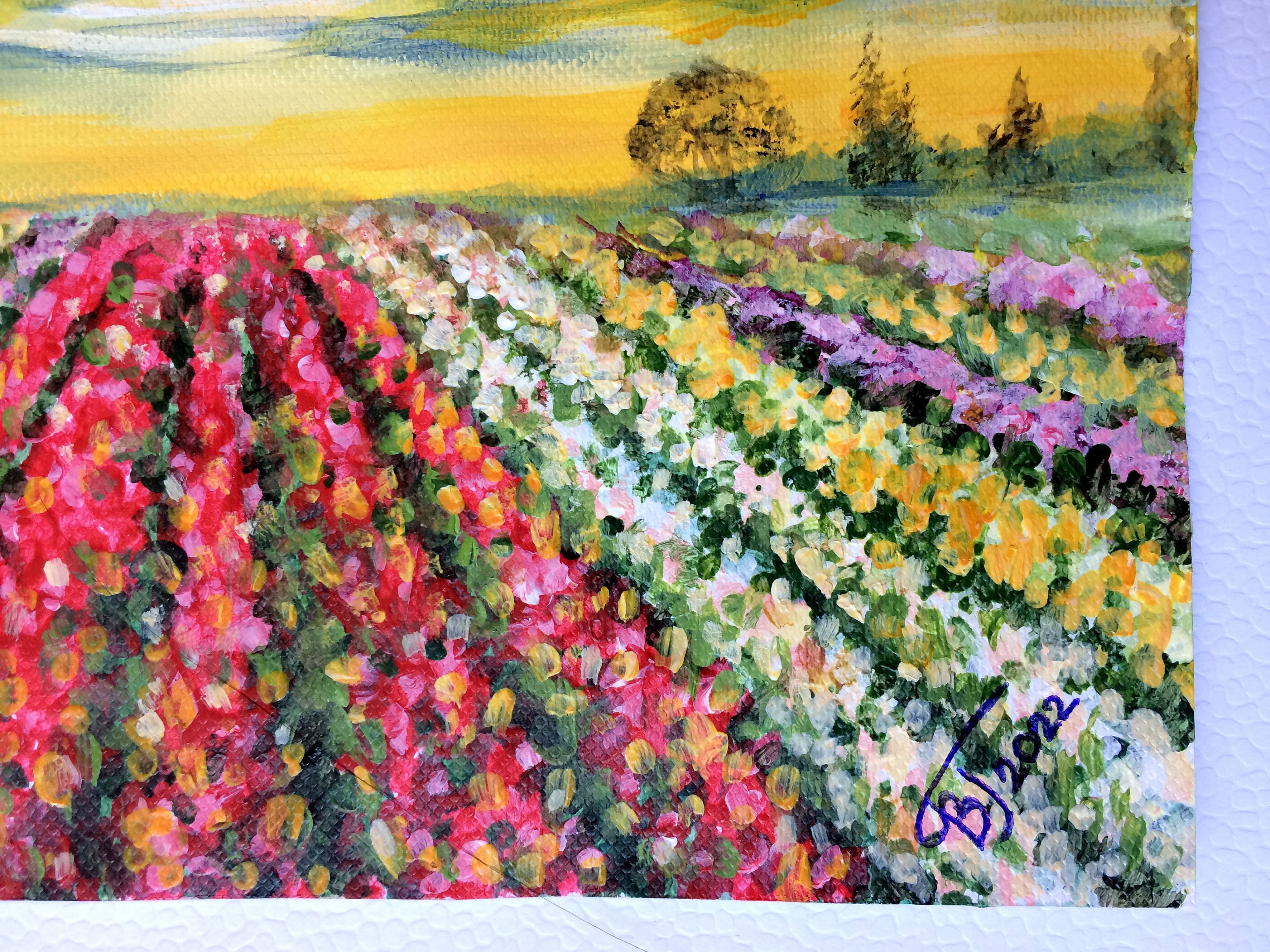 Tulip Field Acrylic Painting – Dutch Landscape Art - Etsy