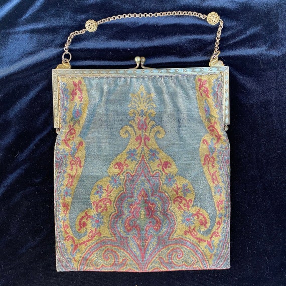 STUNNING 1920’s beaded purse, gemstone & gold det… - image 3