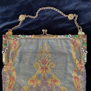 STUNNING 1920’s beaded purse, gemstone & gold detail (mint)