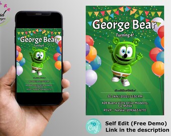 Gummy Bear Invitation PIY file ~ Gummy Bears Printable ~ Gummy Bear Birthday Invite Digital File