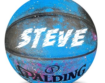 Personalised Blue Galaxy Limited Edition Composite Leather Spalding Basketball (Size 7)