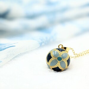 Gold Pregnancy Bola MARIN | Pregnant Women&#39;s Necklace | Gift idea for future mothers | Pregnancy Necklace (light blue, dark blue, turquoise, gold)