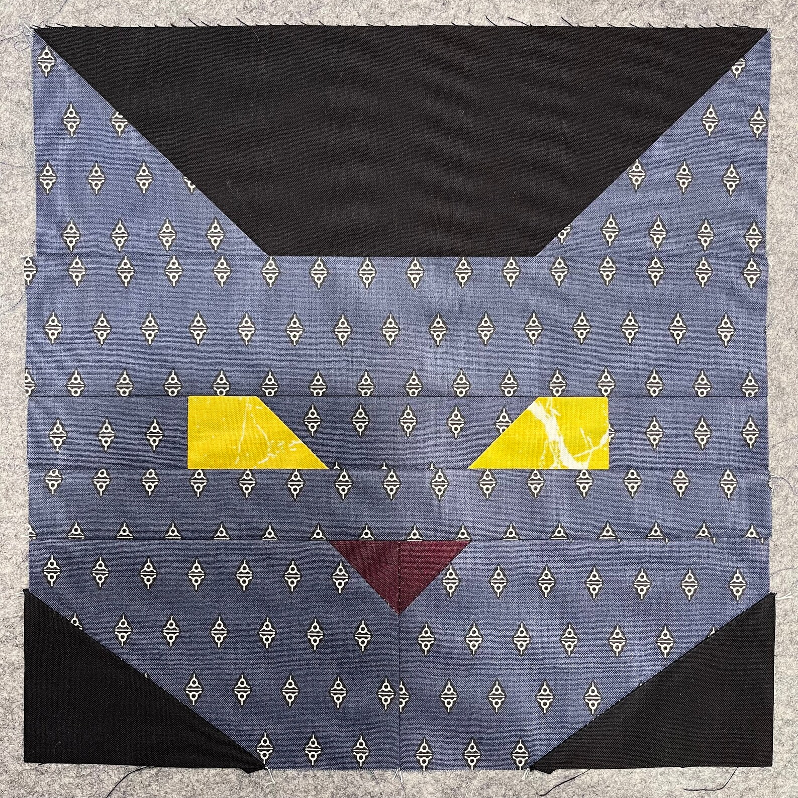 Mischievous Cat Face Quilt Block Pattern Etsy
