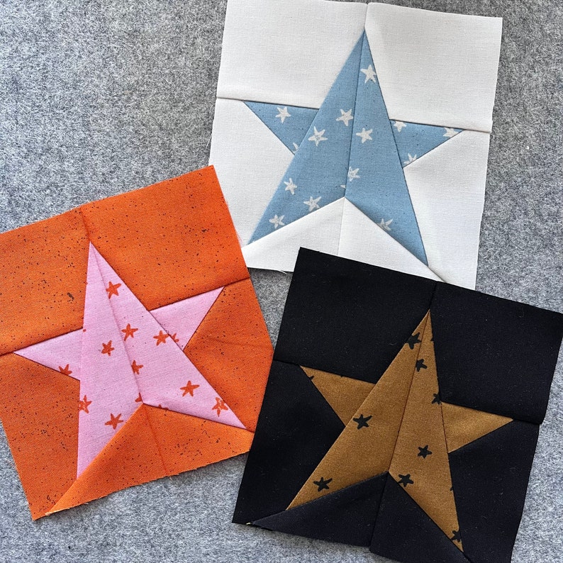 Five Pointed Star Quilt Block Pattern Etsy