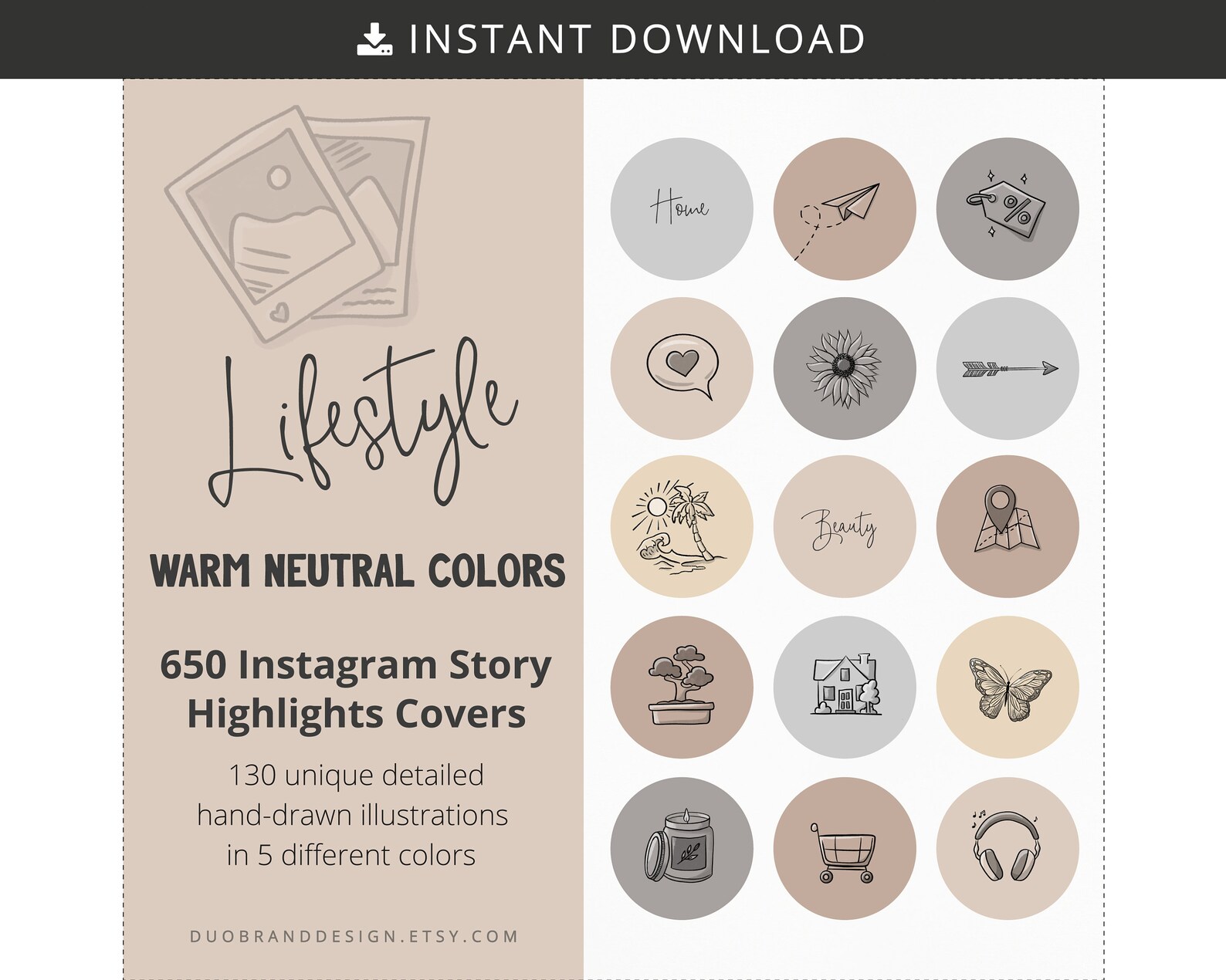 650 Warm Neutral IG Highlight Covers, Minimalist Instagram Covers ...