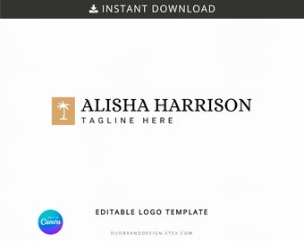 Botanisk logotypmall – Feminin DIY-varumärkesdesign (digital nedladdning)