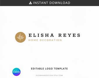 Botanisk logotypmall - Feminin DIY-varumärkesdesign (digital nedladdning)